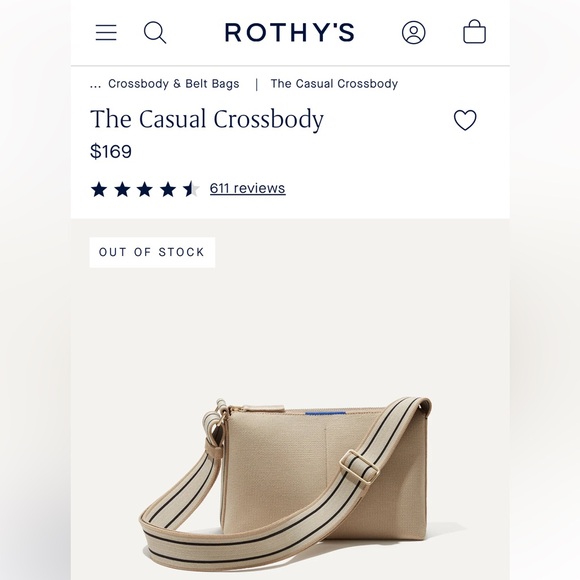 Rothy’s The Casual Crossbody Color Parchment - Picture 4 of 16